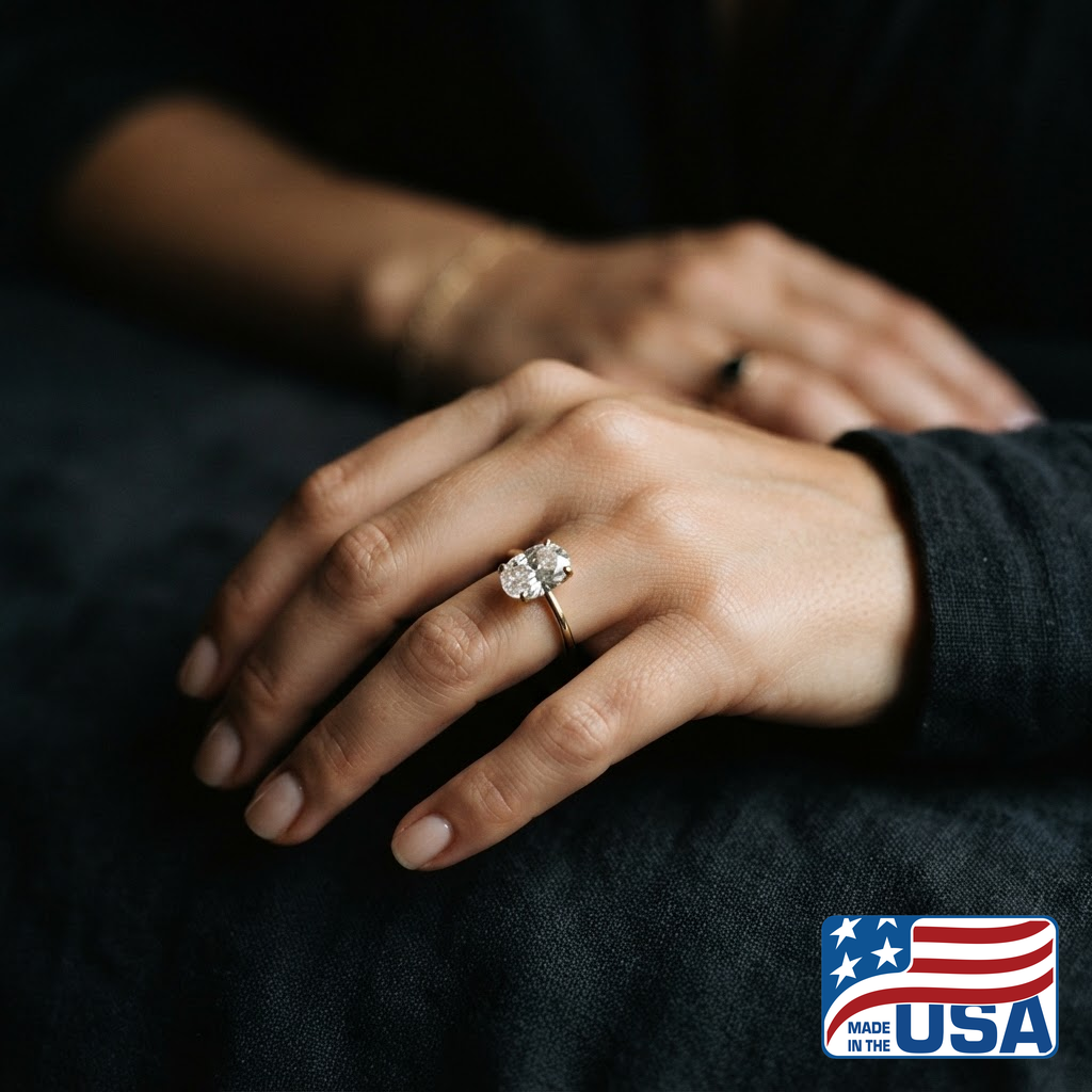 Adelina Solitaire Engagement Ring | Oval Moissanite, 14k Yellow Gold | EverLumina