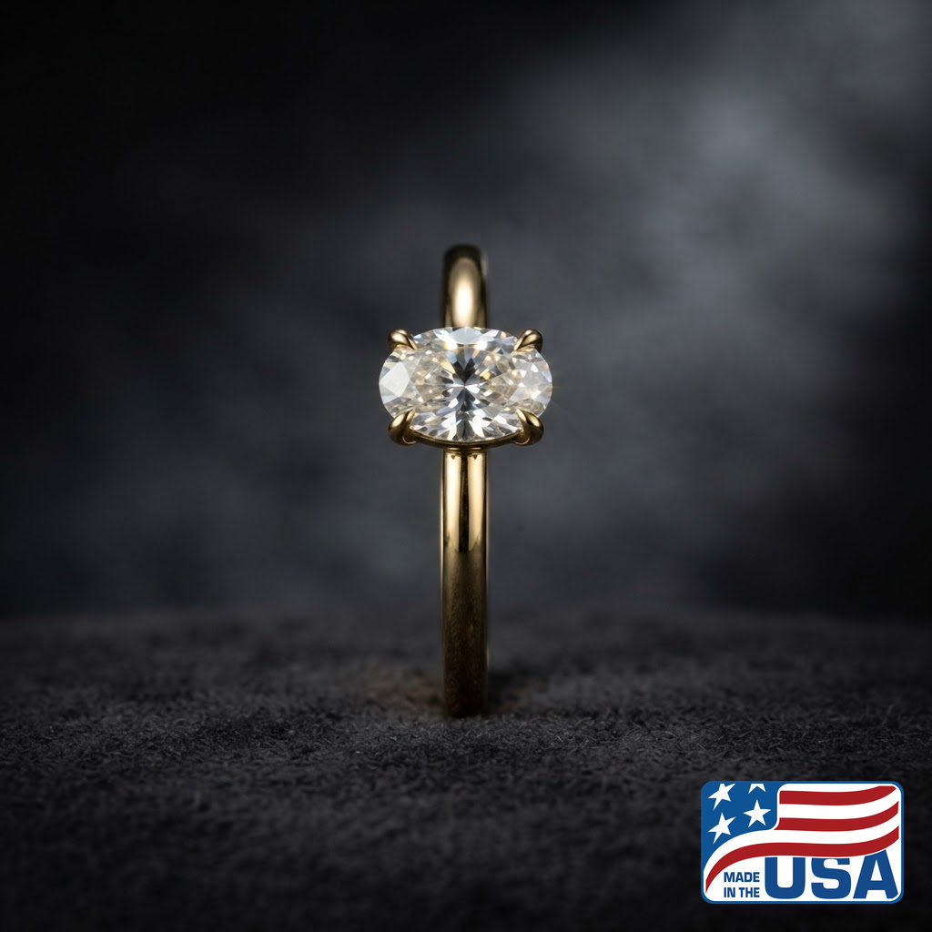 Adelina Solitaire Engagement Ring | Oval Moissanite, 14k Yellow Gold | EverLumina