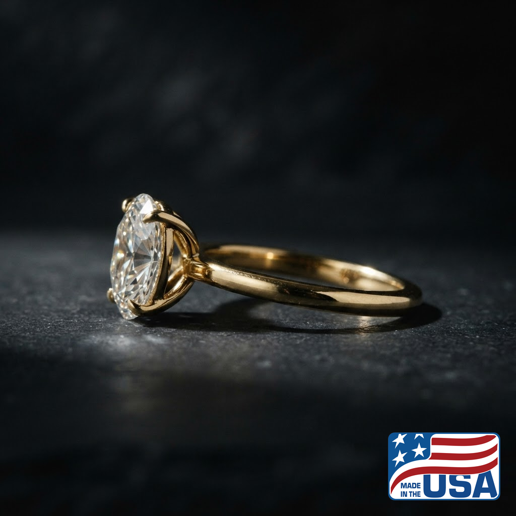 Adelina Solitaire Engagement Ring | Oval Moissanite, 14k Yellow Gold | EverLumina