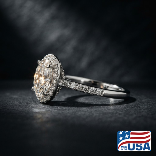 Arabella Halo Engagement Ring | Oval Lab-Grown Diamond, Platinum | EverLumina