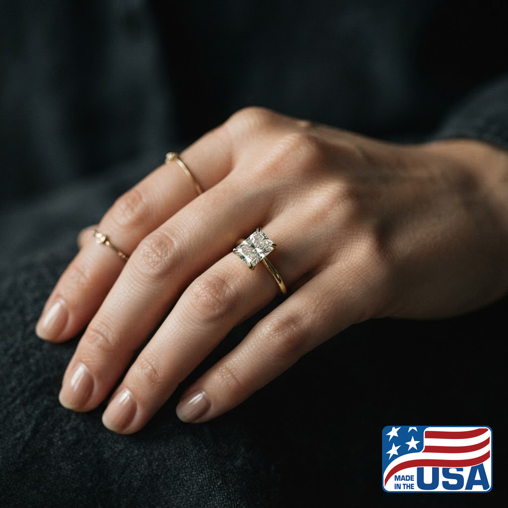 Aurelia Solitaire Engagement Ring | Radiant Moissanite, 18k Yellow Gold | EverLumina