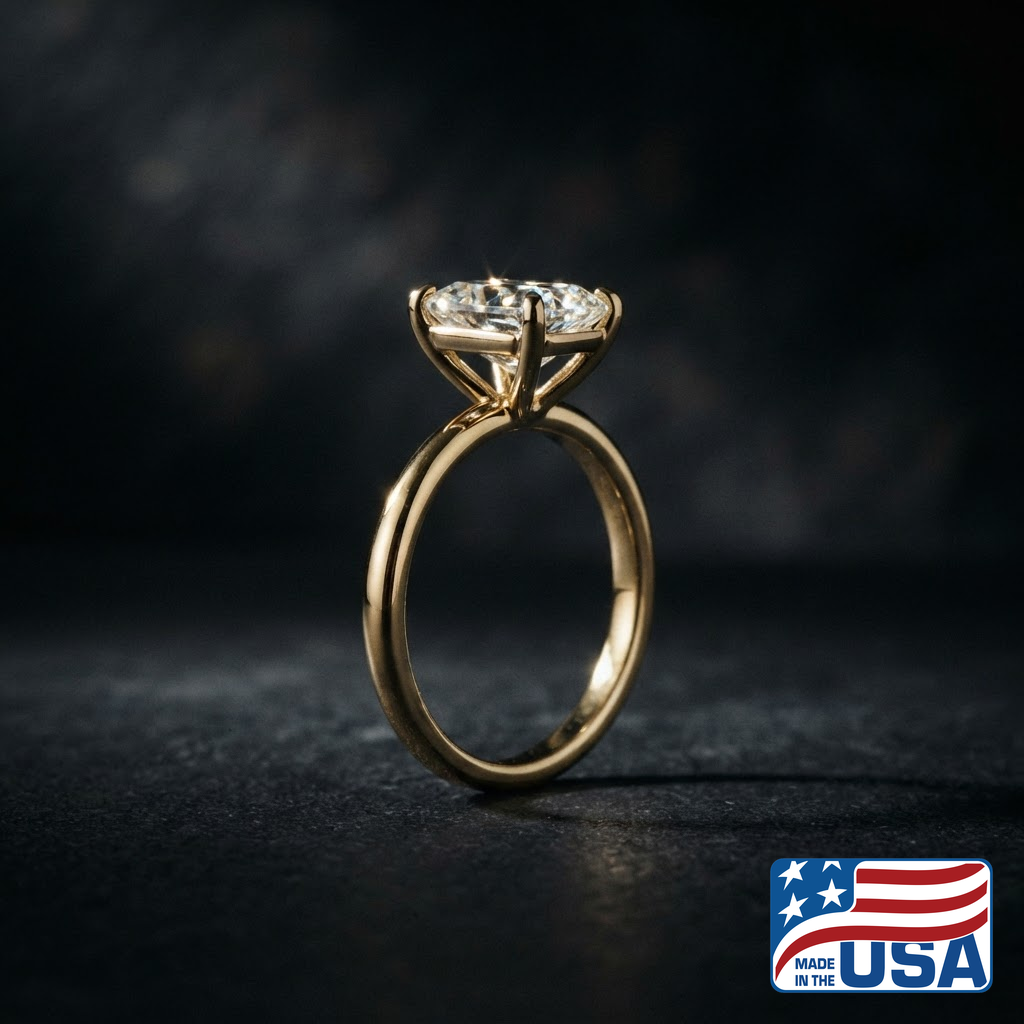 Aurelia Solitaire Engagement Ring | Radiant Moissanite, 18k Yellow Gold | EverLumina