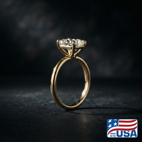 Aurelia Solitaire Engagement Ring | Radiant Moissanite, 18k Yellow Gold | EverLumina