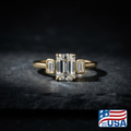 Beatrice Three-Stone Engagement Ring | Emerald Lab-Grown Diamond, 14k Yellow Gold | EverLumina