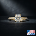 Cecilia Pave Engagement Ring | Cushion Lab-Grown Diamond, 18k Yellow Gold | EverLumina