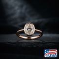 Clara Bezel Engagement Ring | Oval Moissanite, 14k Rose Gold | EverLumina