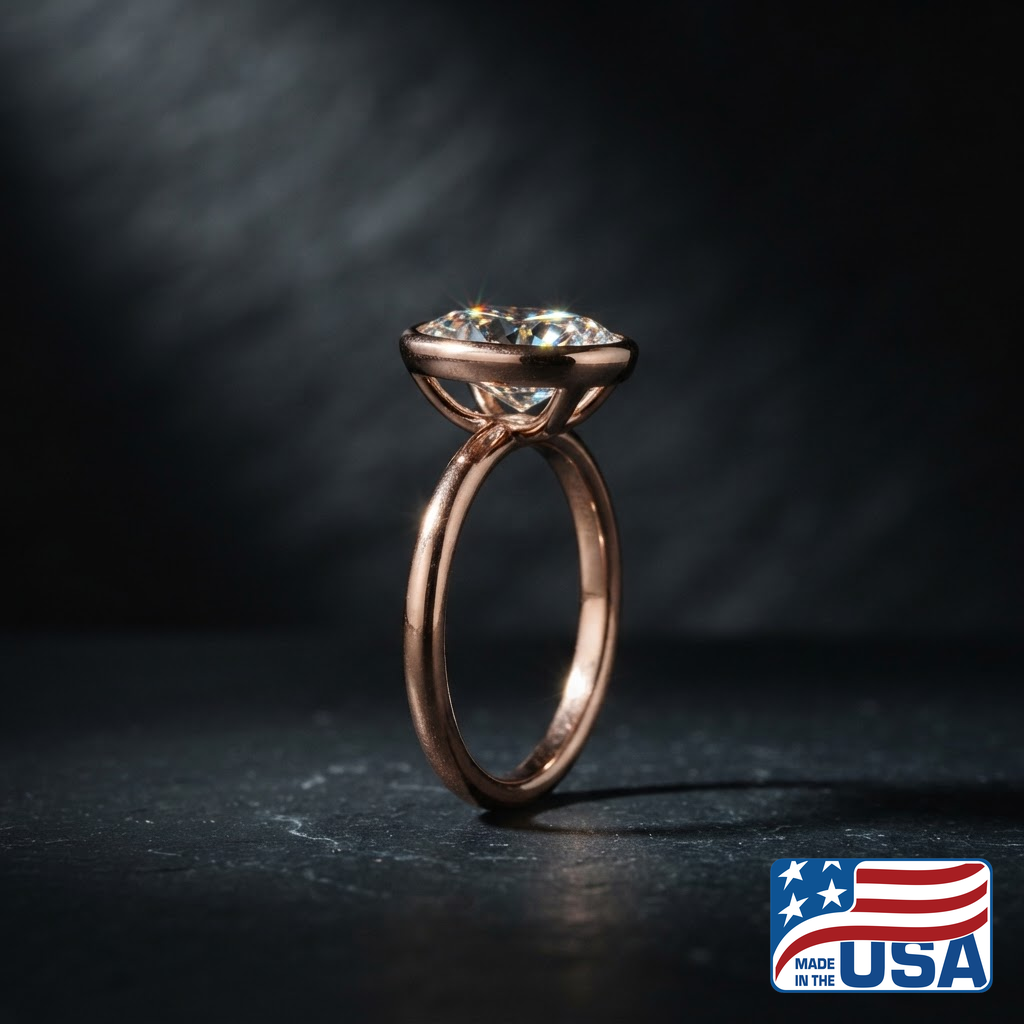 Clara Bezel Engagement Ring | Oval Moissanite, 14k Rose Gold | EverLumina