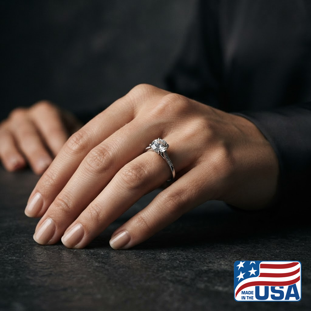 Colette Cathedral Engagement Ring | Round Moissanite, 14k White Gold | EverLumina