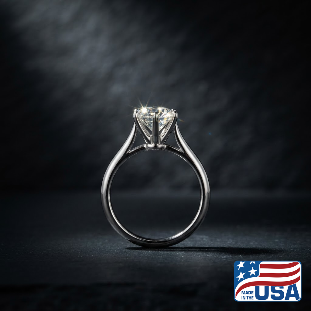Colette Cathedral Engagement Ring | Round Moissanite, 14k White Gold | EverLumina