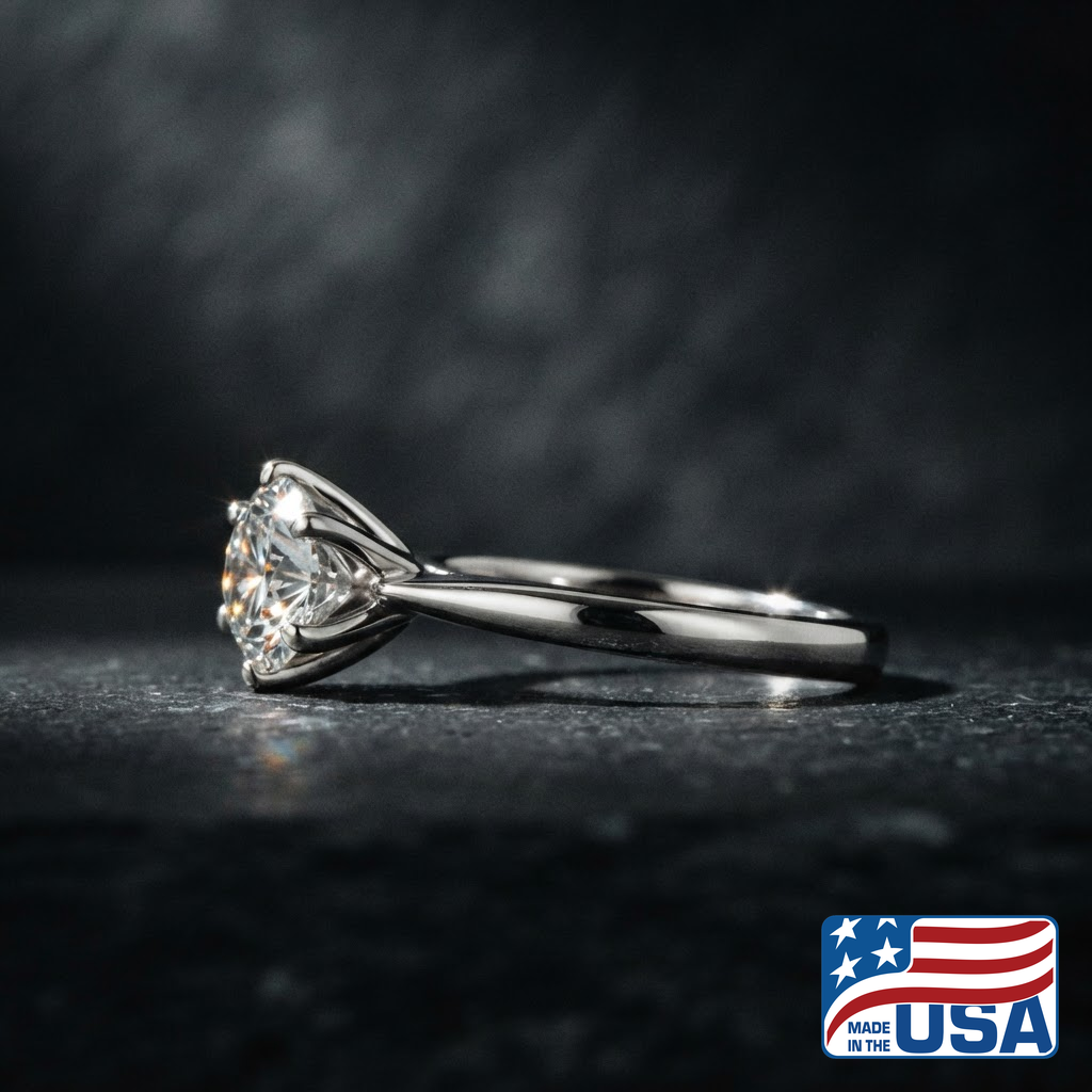 Colette Cathedral Engagement Ring | Round Moissanite, 14k White Gold | EverLumina