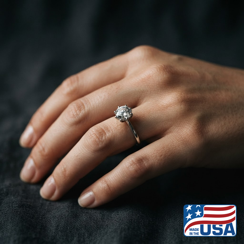 Cordelia Solitaire Engagement Ring | Round Lab-Grown Diamond, 18k White Gold | EverLumina