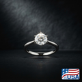 Cordelia Solitaire Engagement Ring | Round Lab-Grown Diamond, 18k White Gold | EverLumina