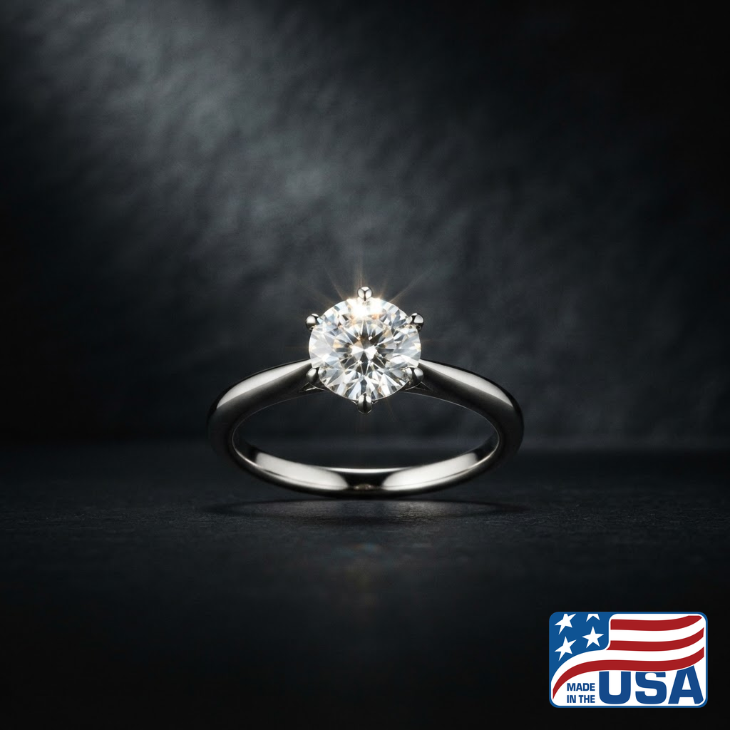 Cordelia Solitaire Engagement Ring | Round Lab-Grown Diamond, 18k White Gold | EverLumina