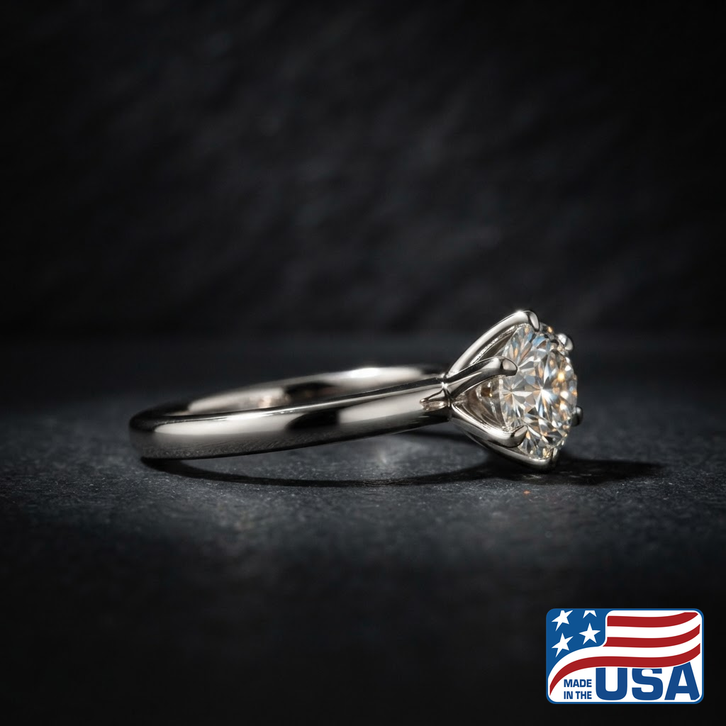 Cordelia Solitaire Engagement Ring | Round Lab-Grown Diamond, 18k White Gold | EverLumina