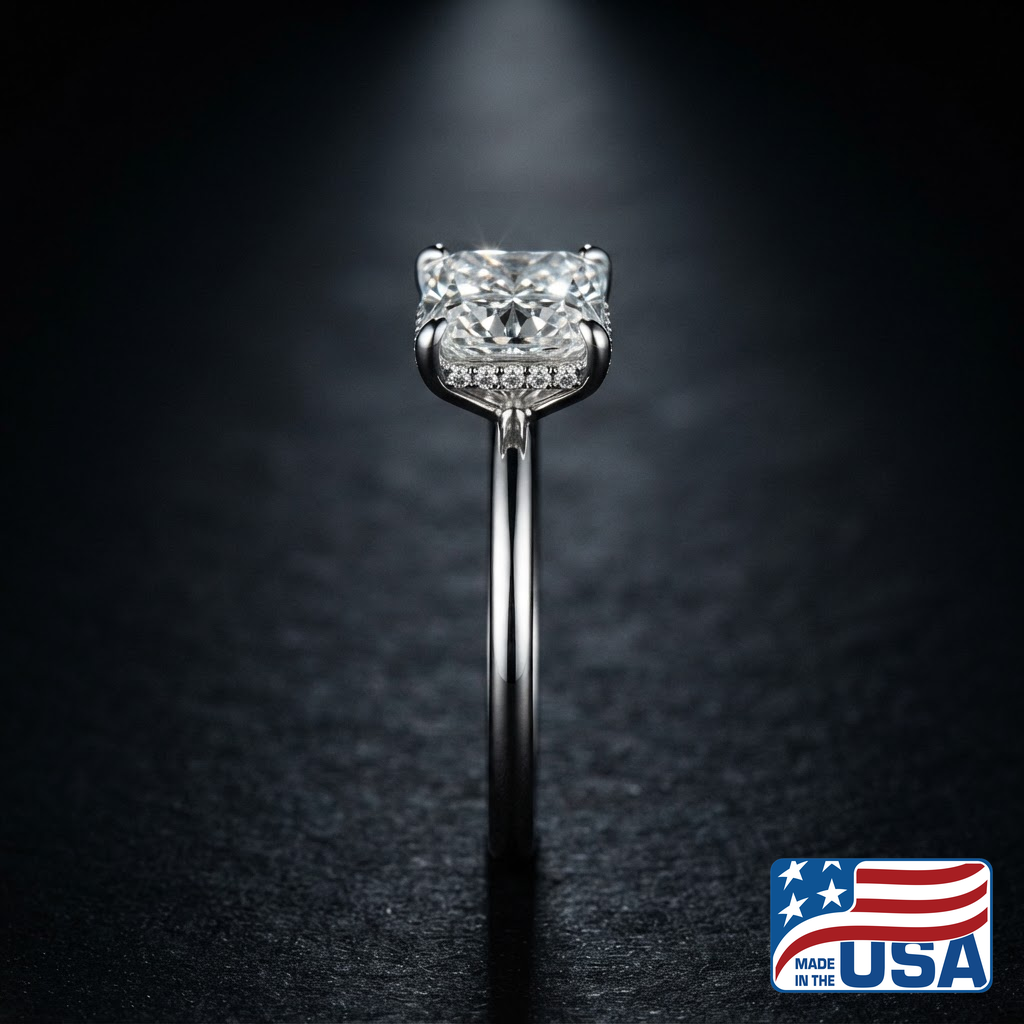 Daphne Hidden Halo Engagement Ring | Radiant Lab-Grown Diamond, 14k White Gold | EverLumina