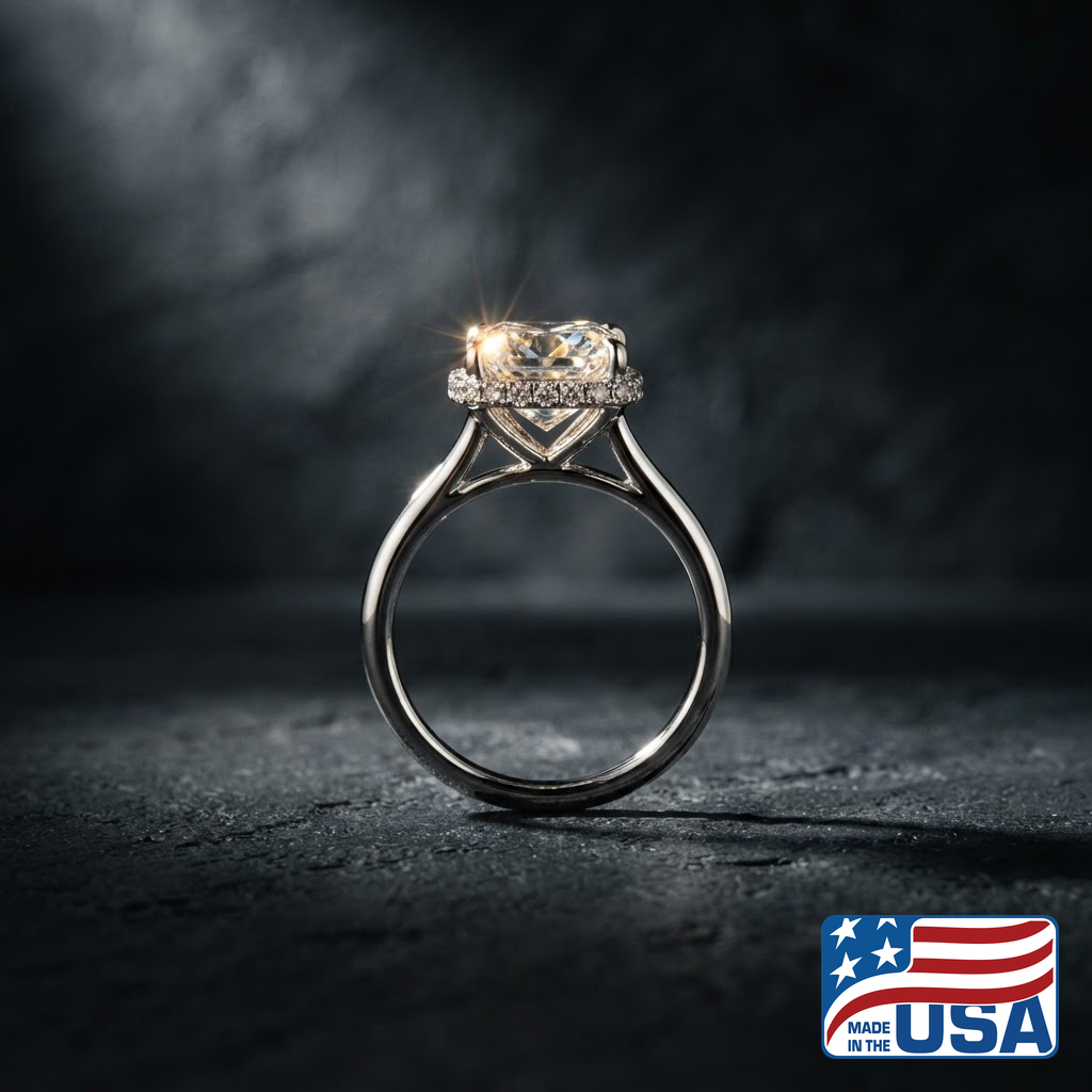 Daphne Hidden Halo Engagement Ring | Radiant Lab-Grown Diamond, 14k White Gold | EverLumina