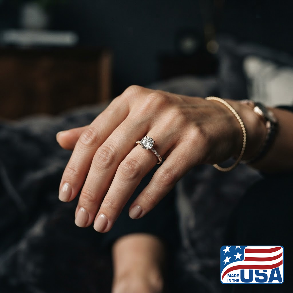 Delilah Pave Engagement Ring | Cushion Natural Diamond, 14k Yellow Gold | EverLumina