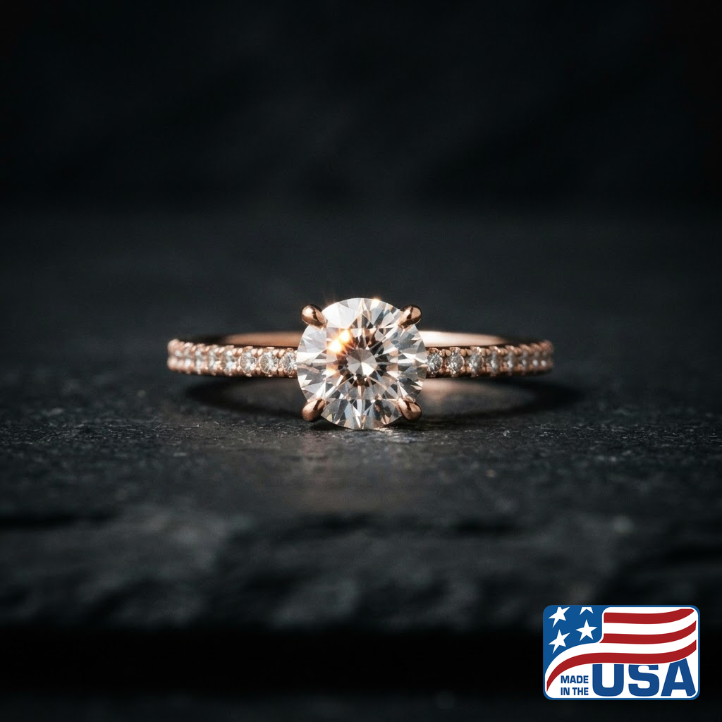 Delilah Pave Engagement Ring | Cushion Natural Diamond, 14k Yellow Gold | EverLumina