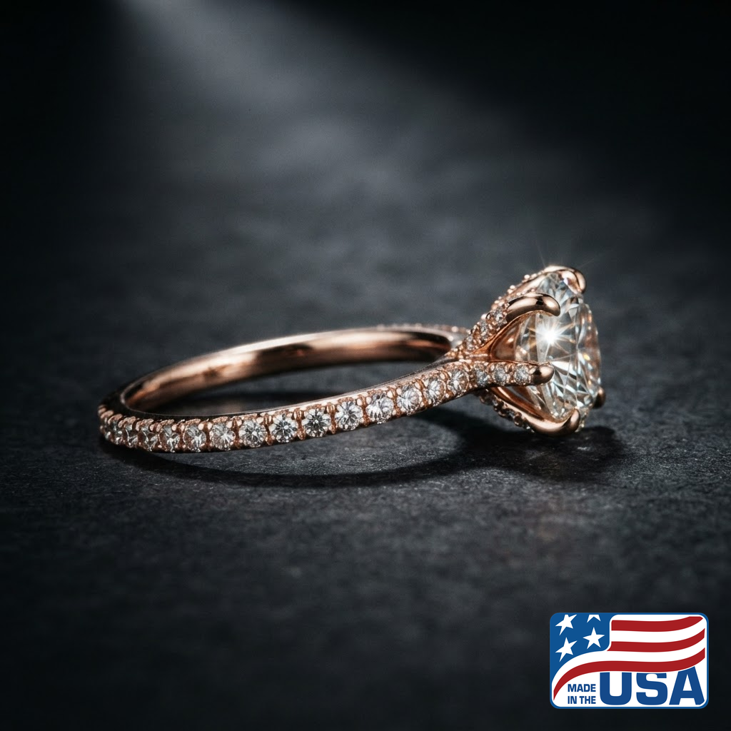Delilah Pave Engagement Ring | Cushion Natural Diamond, 14k Yellow Gold | EverLumina