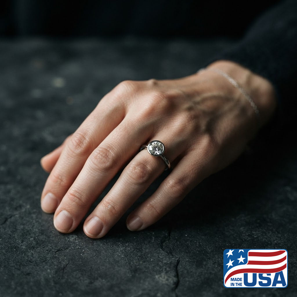 Eleanor Bezel Engagement Ring | Round Lab-Grown Diamond, Platinum | EverLumina