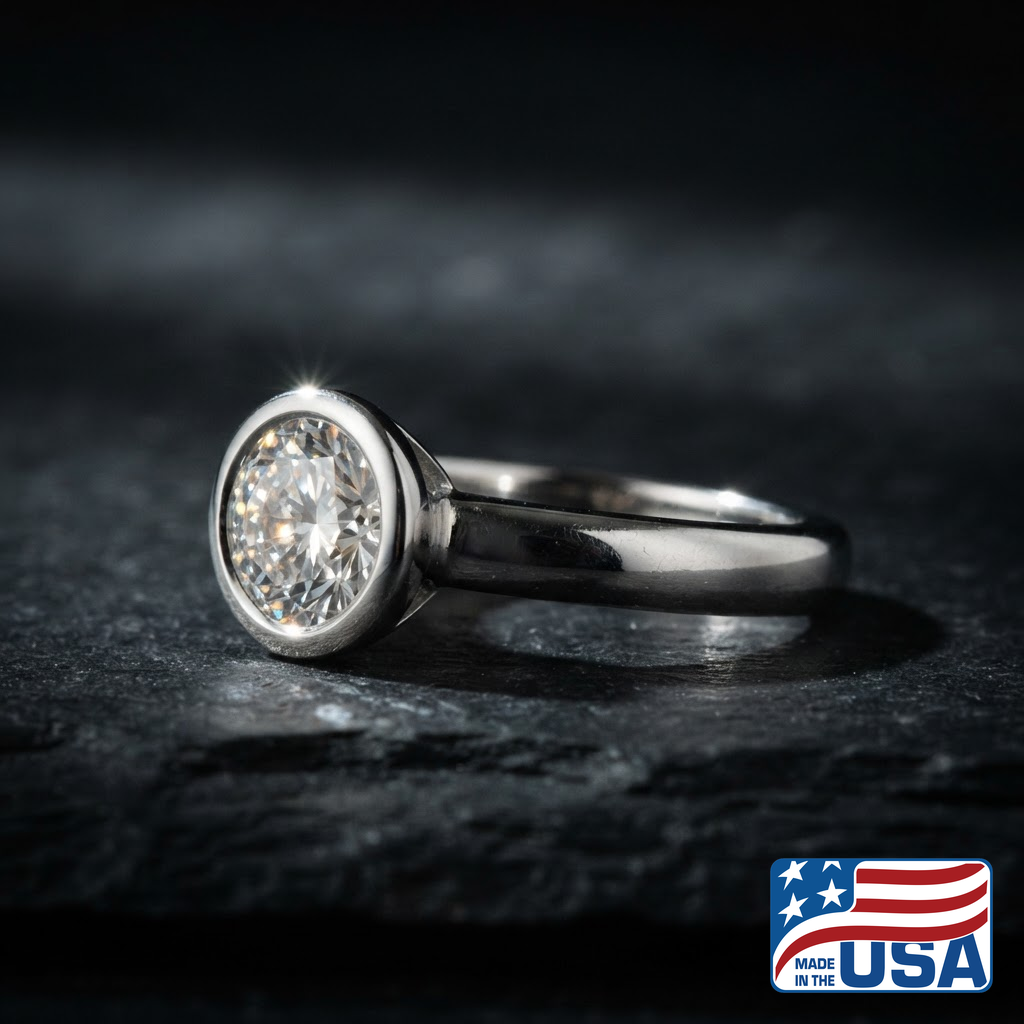Eleanor Bezel Engagement Ring | Round Lab-Grown Diamond, Platinum | EverLumina