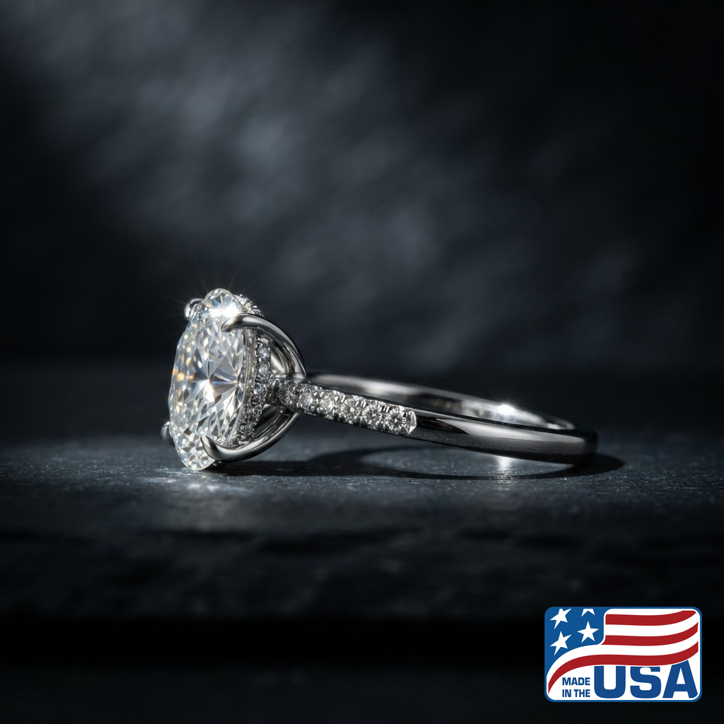 Elodie Hidden Halo Engagement Ring | Round Natural Diamond, Platinum | EverLumina