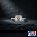 Evangeline Halo Engagement Ring | Princess Moissanite, 14k White Gold | EverLumina