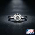Fiona Bezel Engagement Ring | Oval Natural Diamond, 18k Yellow Gold | EverLumina
