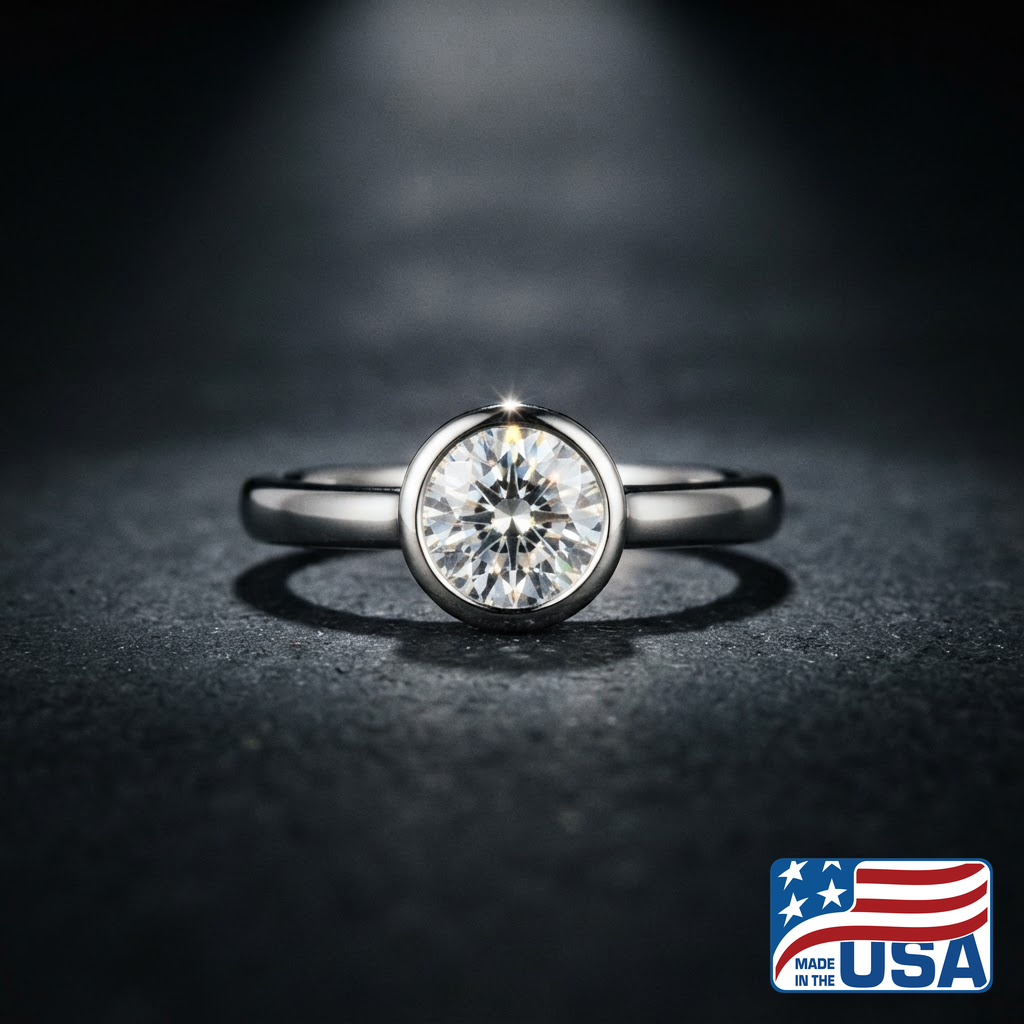 Fiona Bezel Engagement Ring | Oval Natural Diamond, 18k Yellow Gold | EverLumina