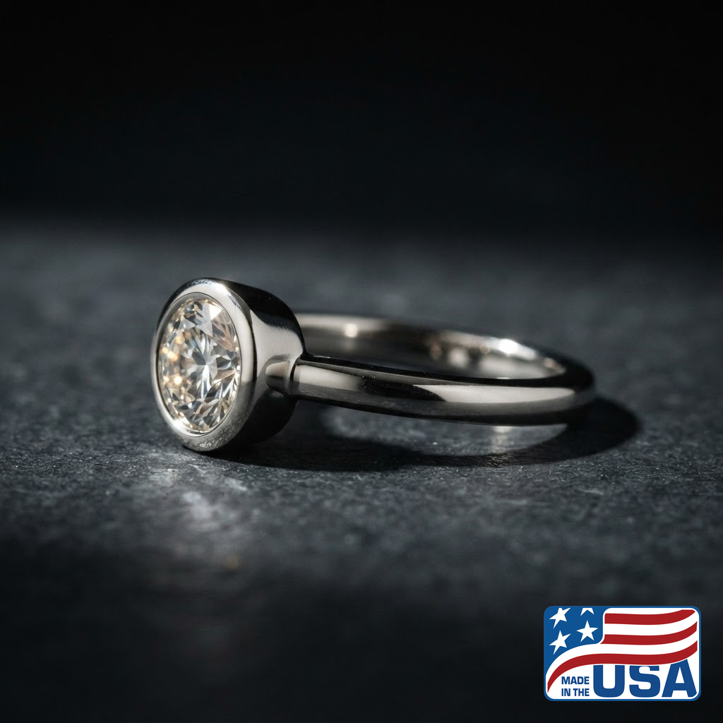 Fiona Bezel Engagement Ring | Oval Natural Diamond, 18k Yellow Gold | EverLumina
