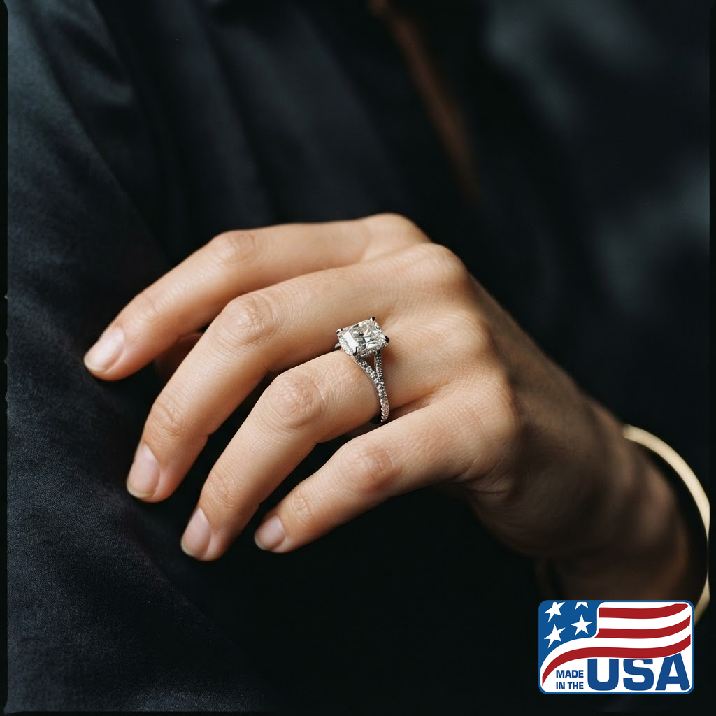 Florence Cathedral Engagement Ring | Radiant Moissanite, Platinum | EverLumina