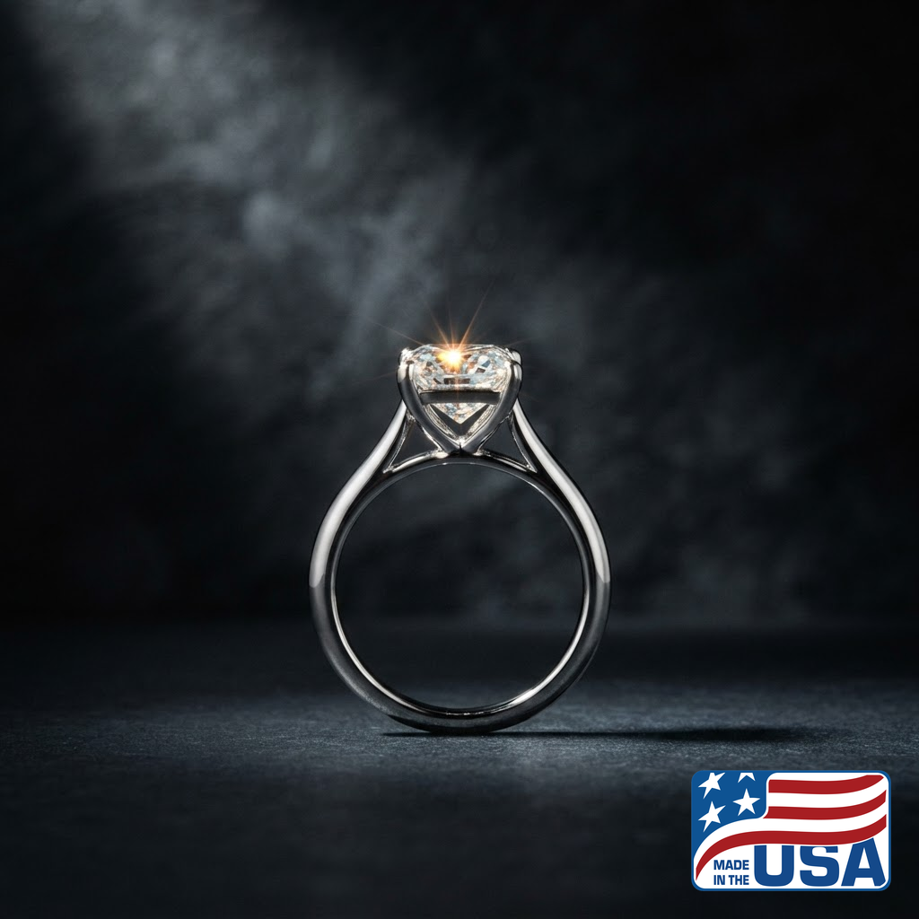 Florence Cathedral Engagement Ring | Radiant Moissanite, Platinum | EverLumina