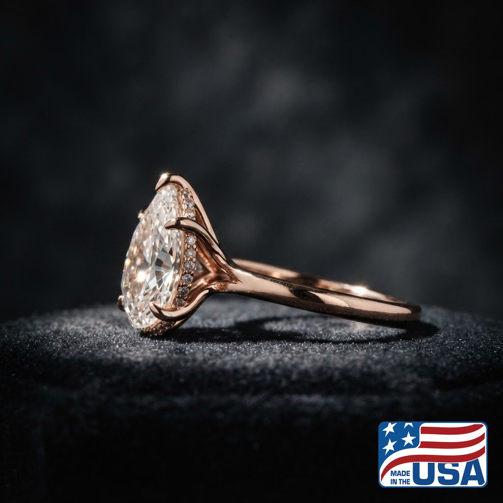 Freya Cathedral Engagement Ring | Pear Lab-Grown Diamond, 14k Rose Gold | EverLumina