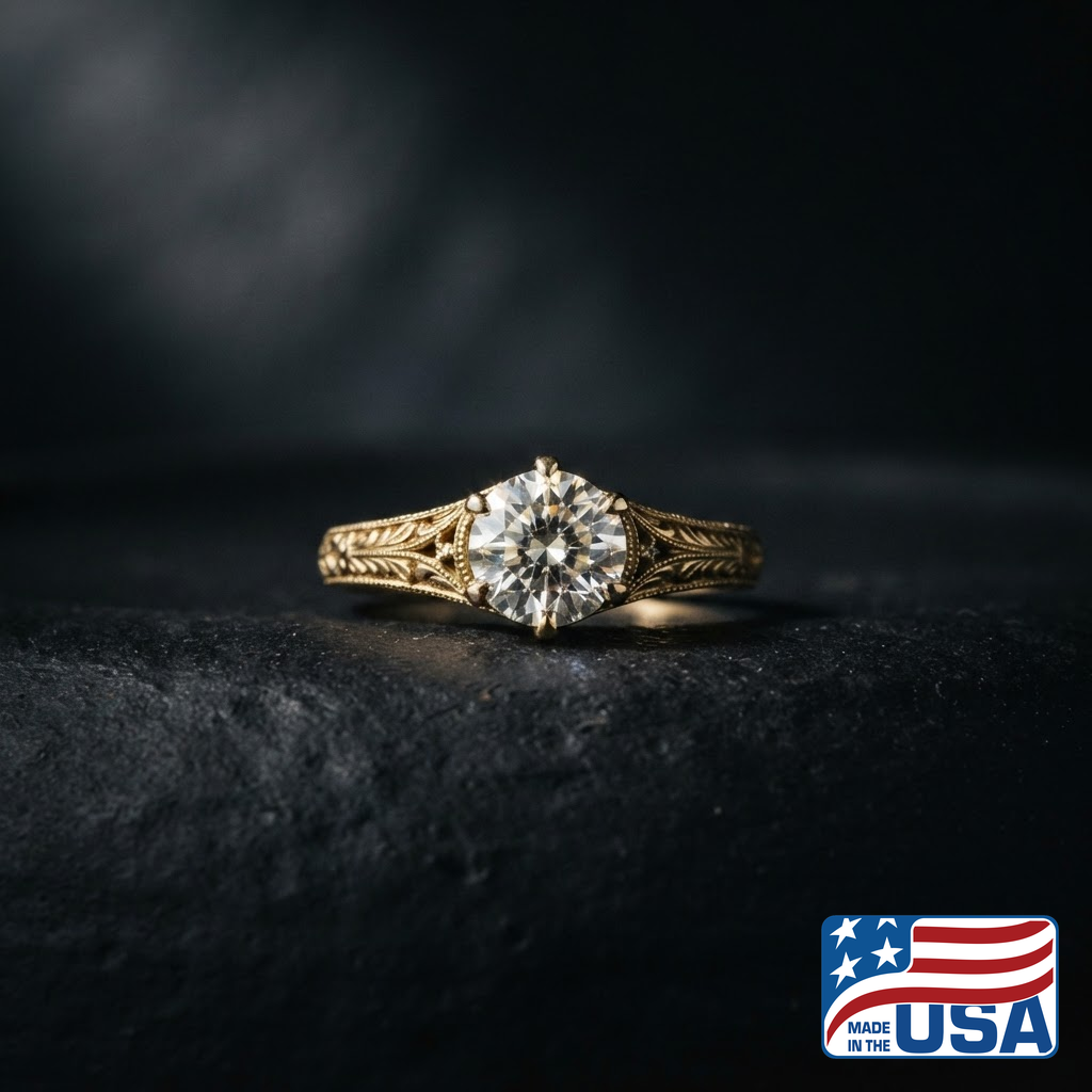 Ginevra Vintage Engagement Ring | Pear Natural Diamond, 18k White Gold | EverLumina