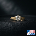 Ginevra Vintage Engagement Ring | Pear Natural Diamond, 18k White Gold | EverLumina