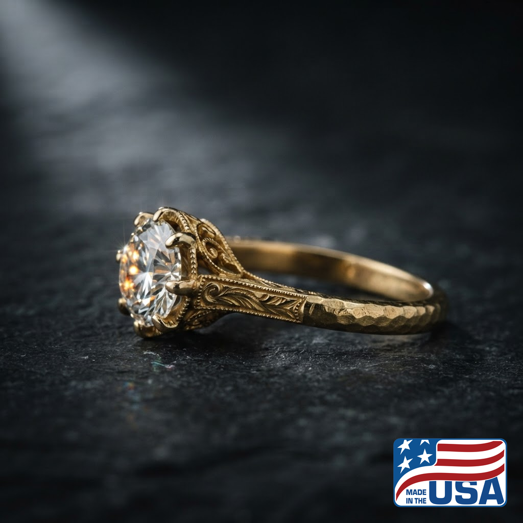 Ginevra Vintage Engagement Ring | Pear Natural Diamond, 18k White Gold | EverLumina