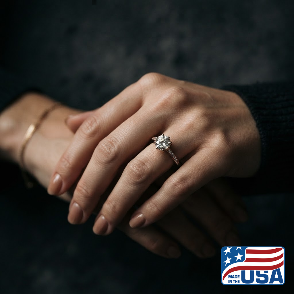 Hazel Cathedral Engagement Ring | Radiant Natural Diamond, 14k Rose Gold | EverLumina