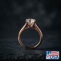 Hazel Cathedral Engagement Ring | Radiant Natural Diamond, 14k Rose Gold | EverLumina