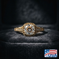 Helena Vintage Engagement Ring | Cushion Moissanite, 18k Yellow Gold | EverLumina