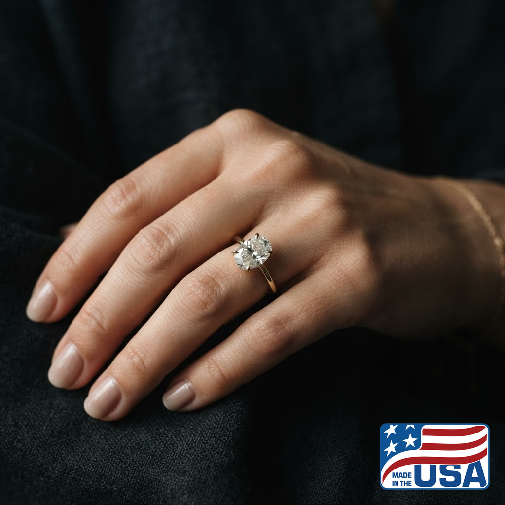 Iris Solitaire Engagement Ring | Oval Lab-Grown Diamond, 14k Yellow Gold | EverLumina