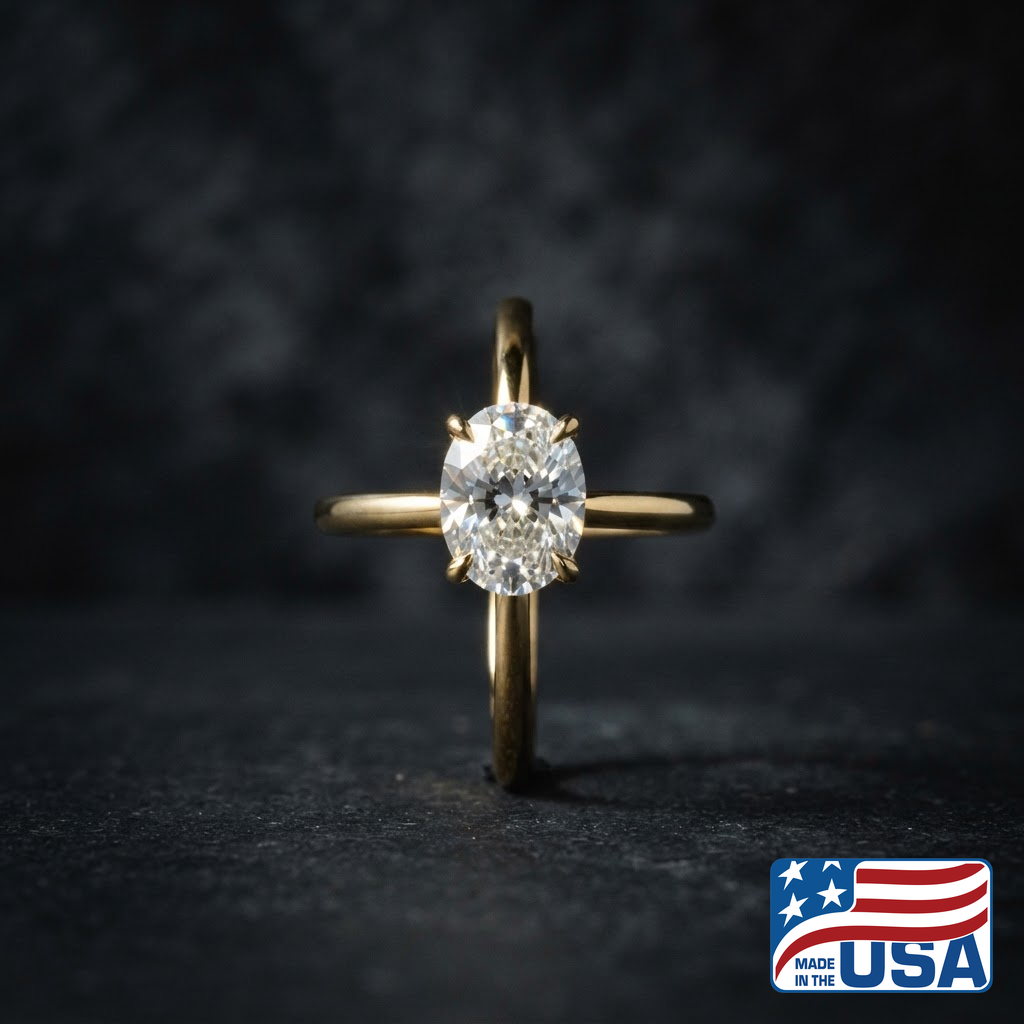 Iris Solitaire Engagement Ring | Oval Lab-Grown Diamond, 14k Yellow Gold | EverLumina