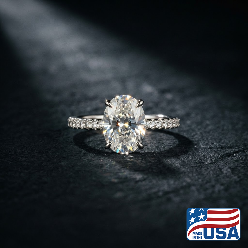 Ivy Pave Engagement Ring | Oval Natural Diamond, 14k Yellow Gold | EverLumina