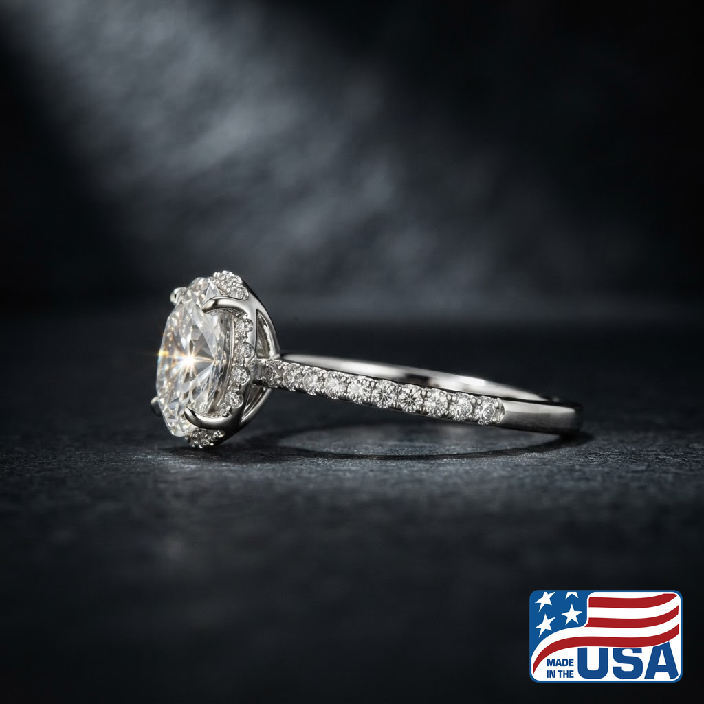 Ivy Pave Engagement Ring | Oval Natural Diamond, 14k Yellow Gold | EverLumina