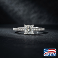 Josephine Pave Engagement Ring | Princess Lab-Grown Diamond, 18k White Gold | EverLumina