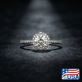 Kira Halo Engagement Ring | Round Natural Diamond, 18k Yellow Gold | EverLumina