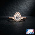 Lucinda Halo Engagement Ring | Pear Lab-Grown Diamond, 14k Rose Gold | EverLumina