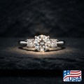 Lyra Three-Stone Engagement Ring | Pear Natural Diamond, Platinum | EverLumina