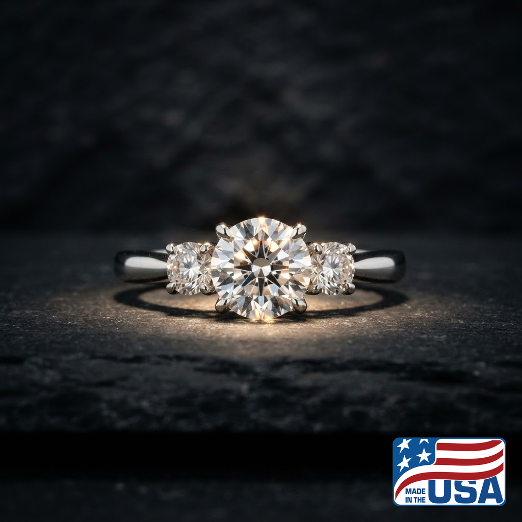 Lyra Three-Stone Engagement Ring | Pear Natural Diamond, Platinum | EverLumina