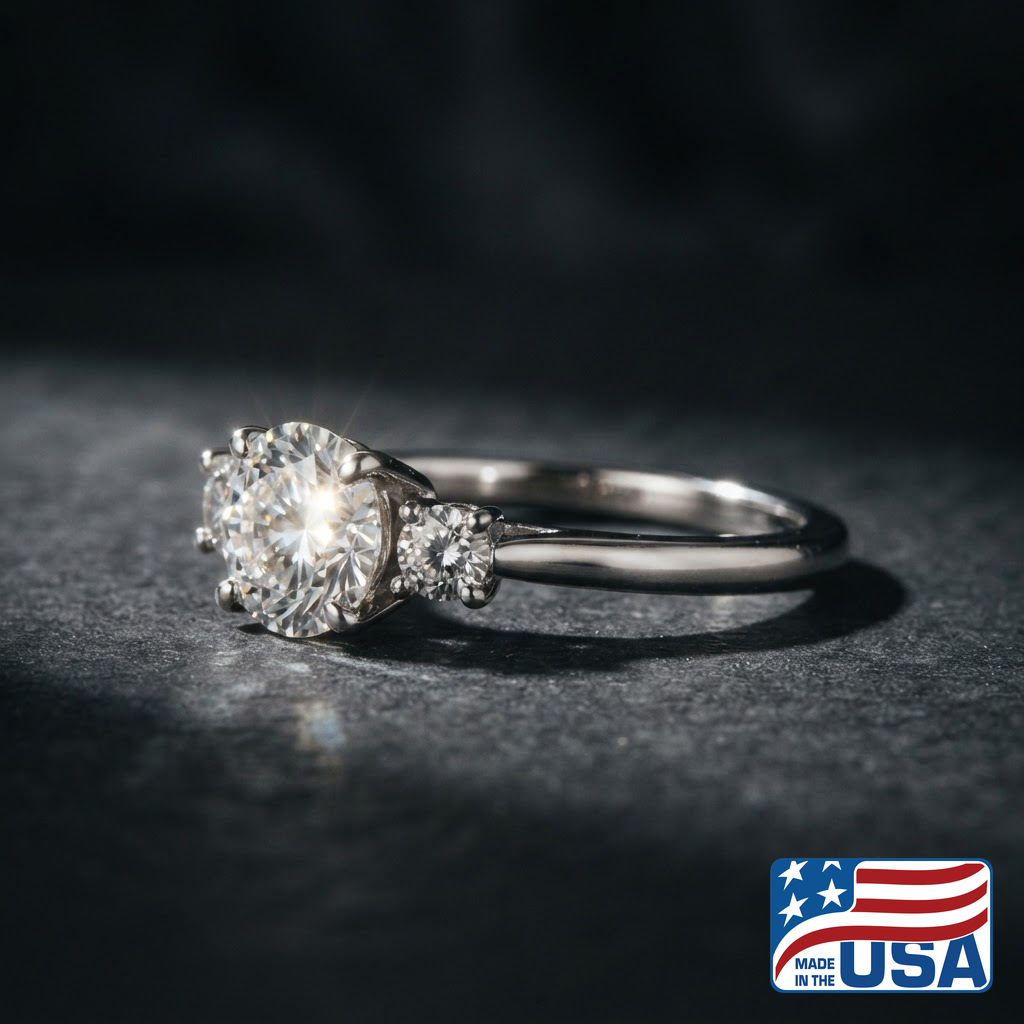 Lyra Three-Stone Engagement Ring | Pear Natural Diamond, Platinum | EverLumina