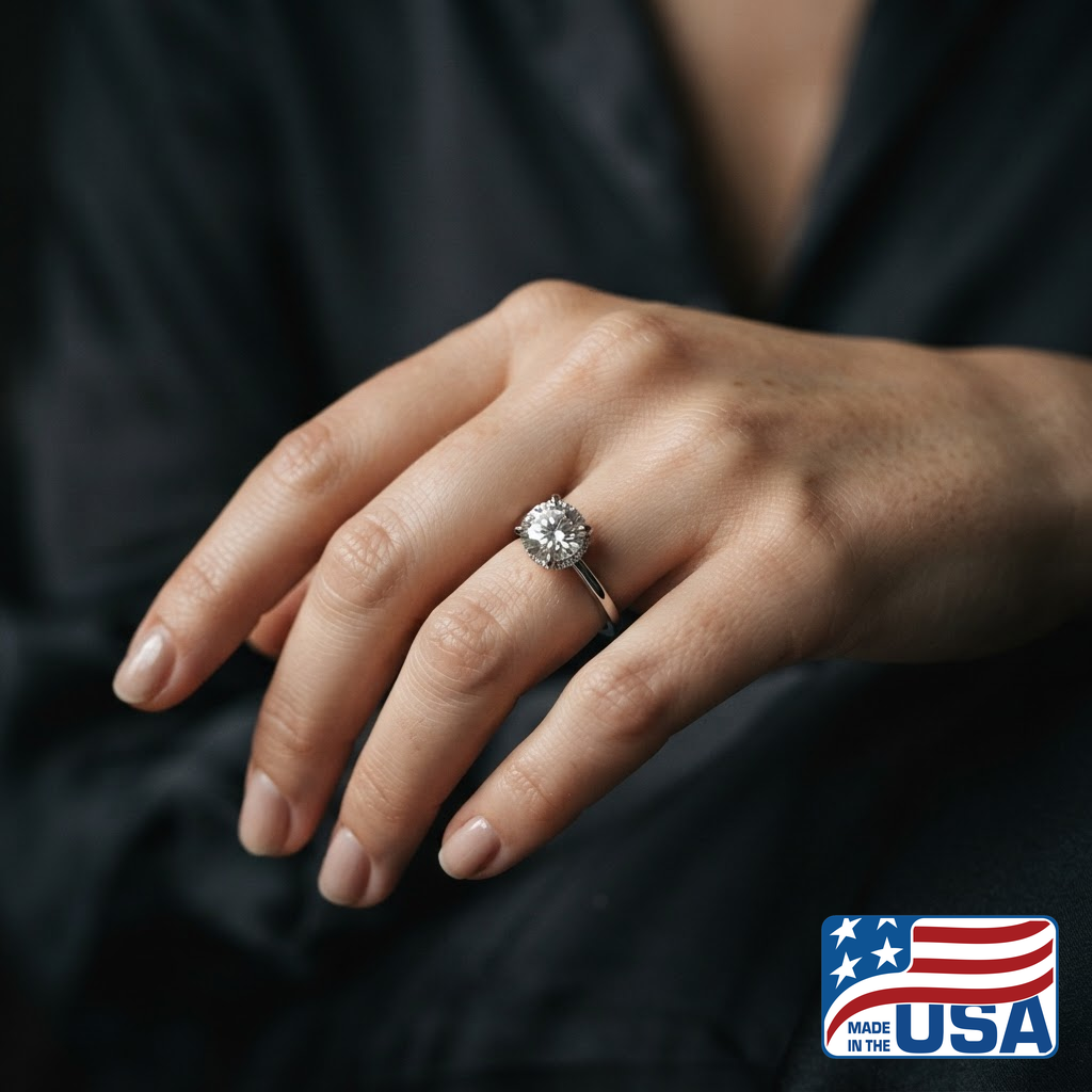 Maeve Hidden Halo Engagement Ring | Round Lab-Grown Diamond, Platinum | EverLumina